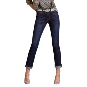 CAbi Women's Straight Leg Jeans in Dark Indigo